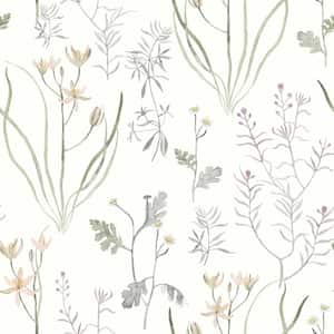 Lavender Purple Alpine Botanical Matte Non Woven Paper Peel and Stick Wallpaper Roll
