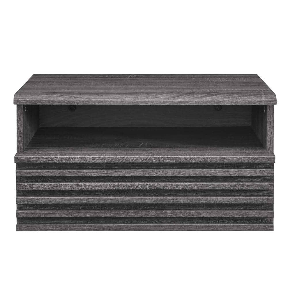 Charcoal Mid-Century Modern Wall-Mount Nightstand with Drawer