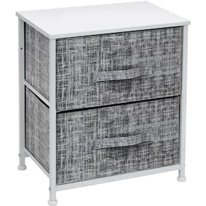 Nighstand 2-Drawer Dresser Gray/White 17.75 in L x 11.87 in W x 20 in H