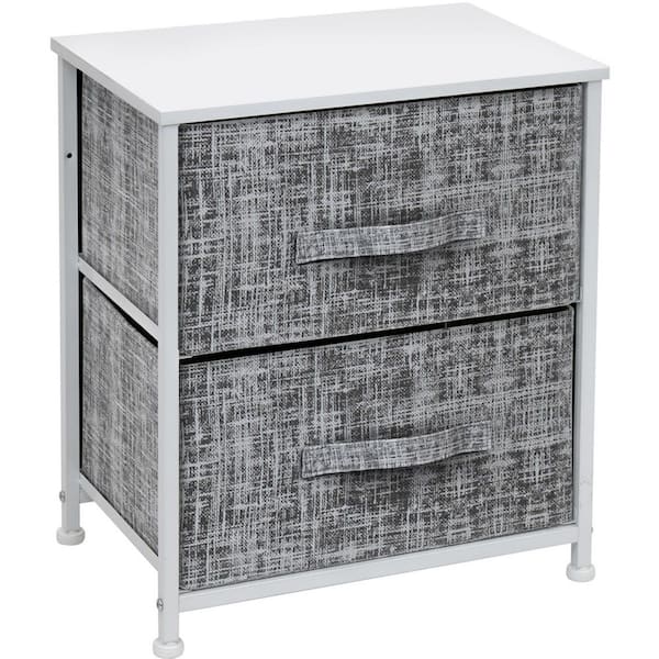 Sorbus Nighstand 2-Drawer Dresser Gray/White 17.75 in L x 11.87 in W x 20 in H