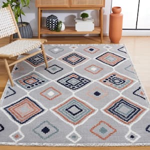 Marrakesh Gray/Blue Rust 4 ft. x 6 ft. Geometric Striped Area Rug