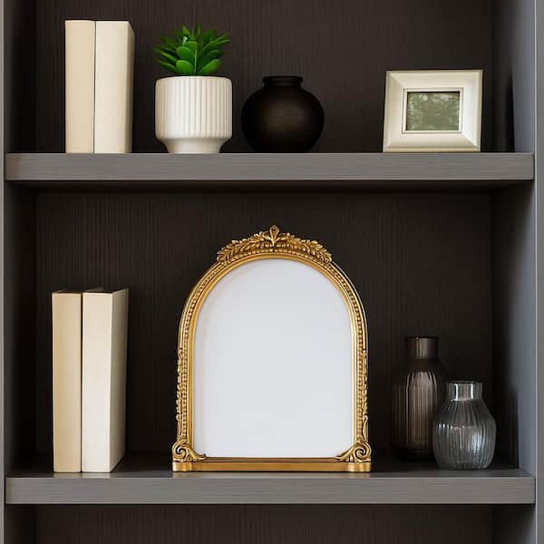8 in. x 10 in. Gold Resin Glass Ornate Arch Photo Frame