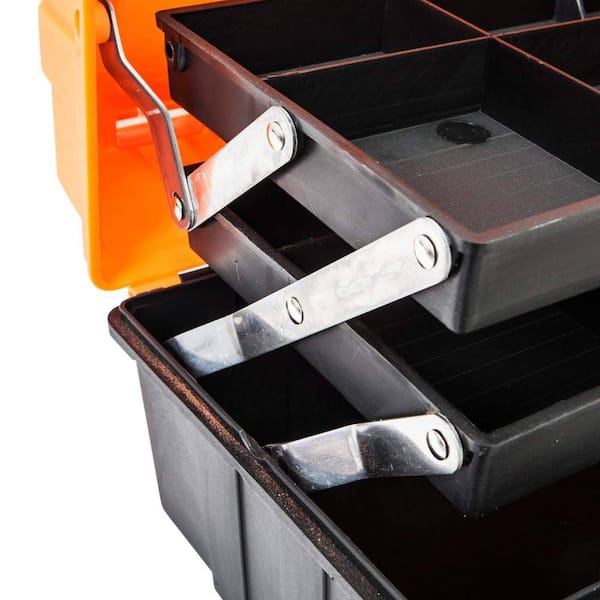 Plastic Tool Box with Removable Tray Small Tool Boxes Dual Buckle Portable  Tray Toolbox Storage Hardware Organizer for Craft Garage Household 1PCS