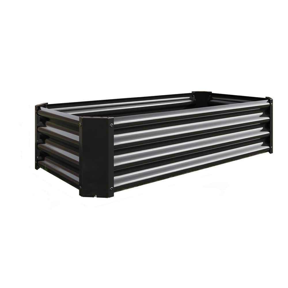 47.24 in. L x 24 in. W x 11.81 in. H Black Outdoor Rectangle Metal Raised P