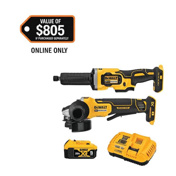 20V MAX XR Cordless Grinder 2 Tool Combo Kit with 4.5 in. Grinder, 1-1/2 in. Die Grinder, and (1) 5.0Ah Battery