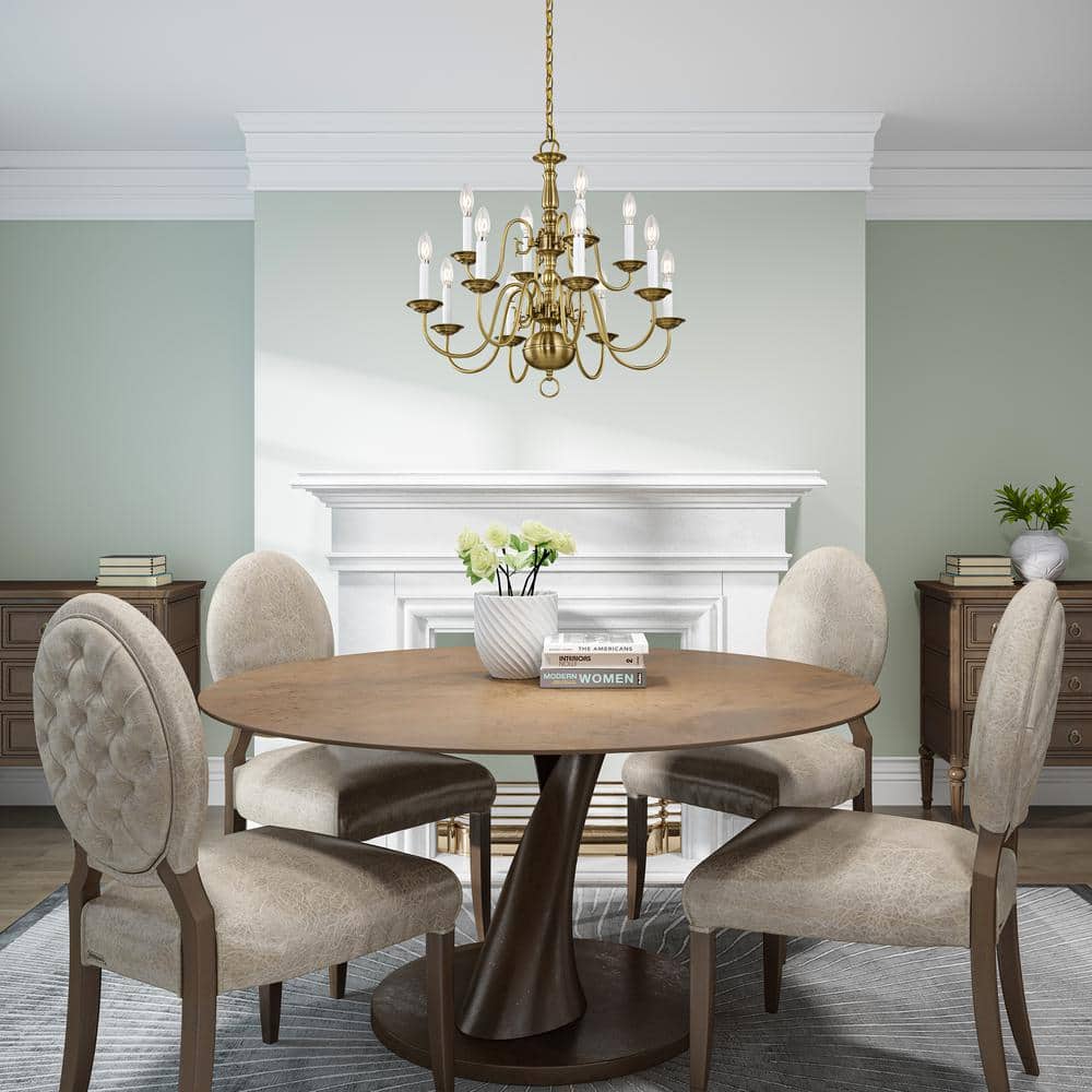Elegant Williamsburgh 12-Light Antique Brass Chandelier