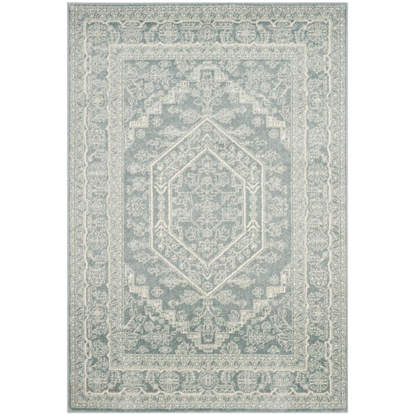 SAFAVIEH Adirondack Slate/Ivory 4 ft. x 6 ft. Border Medallion Area Rug