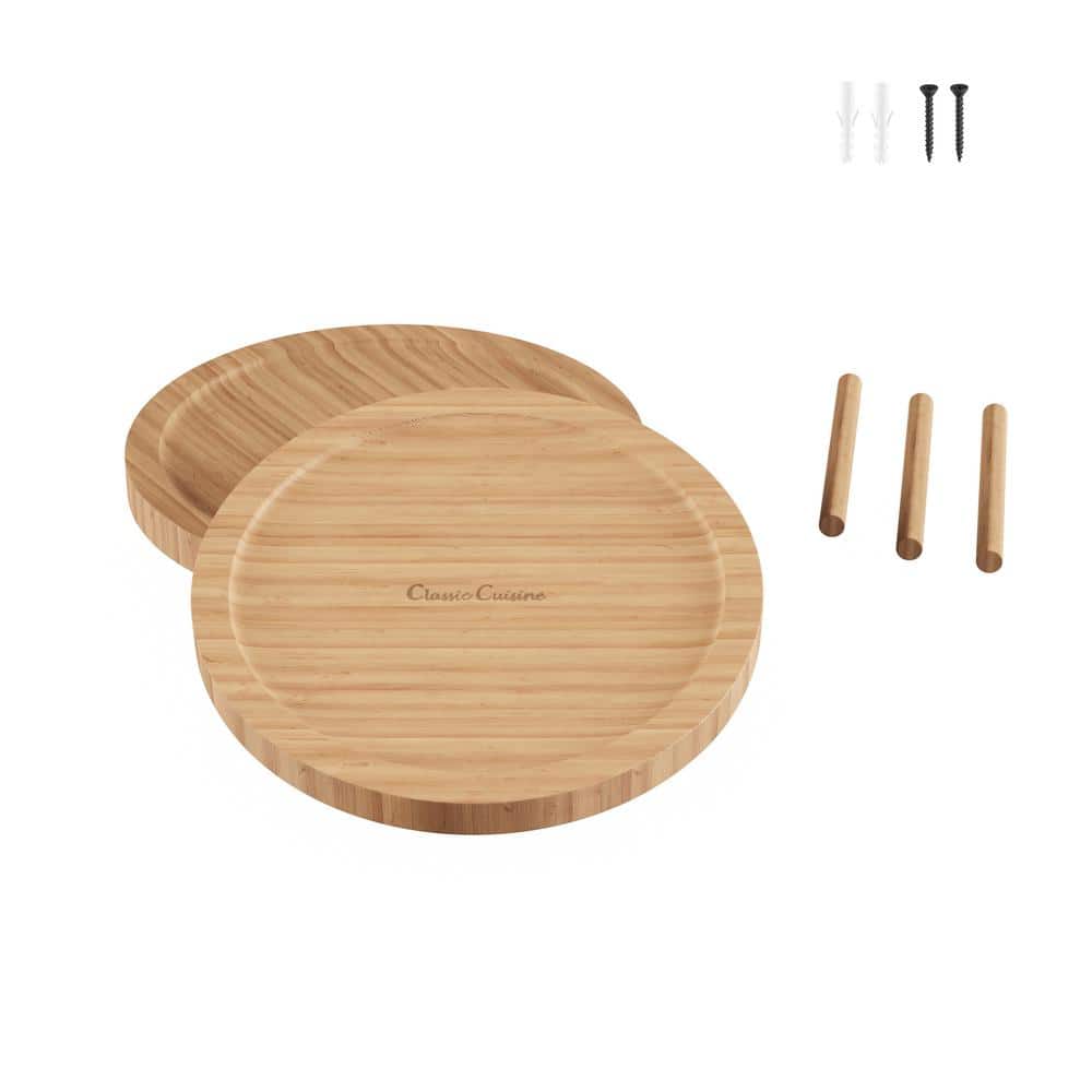 10-Inch Light Brown Bamboo Two-Tier Revolving Lazy Susan