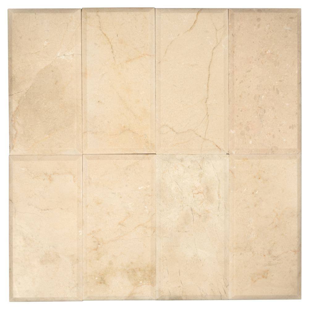 Beige and Yellow Polished Marble Subway Tile 3" x 6"