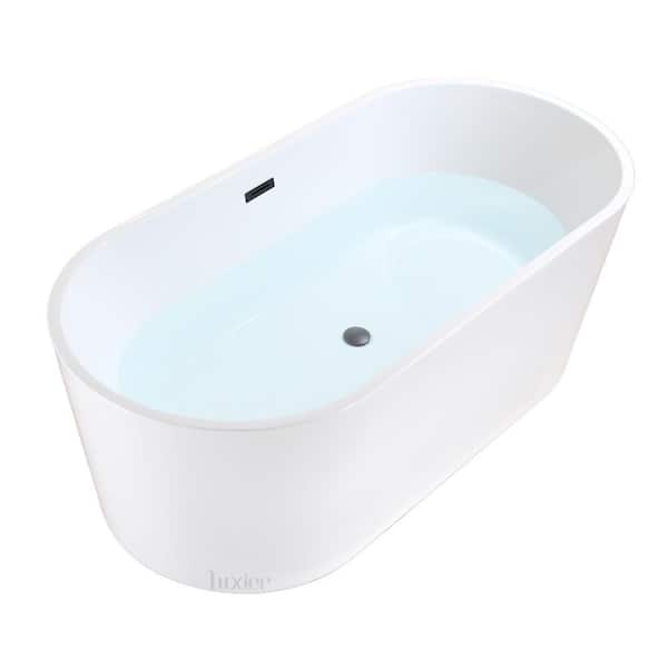 LUXIER 67 in. Luxury Acrylic Flatbottom Soaking Bathtub Spa in White with Matte Black Trim