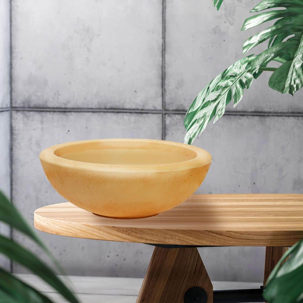 Percival Sand Polyresin Round Outdoor Planter, 20.75"