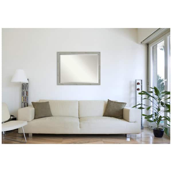 Medium Rectangle Distressed Grey Beveled Glass Modern Mirror (33.5 in. H x 43.5 in. W)
