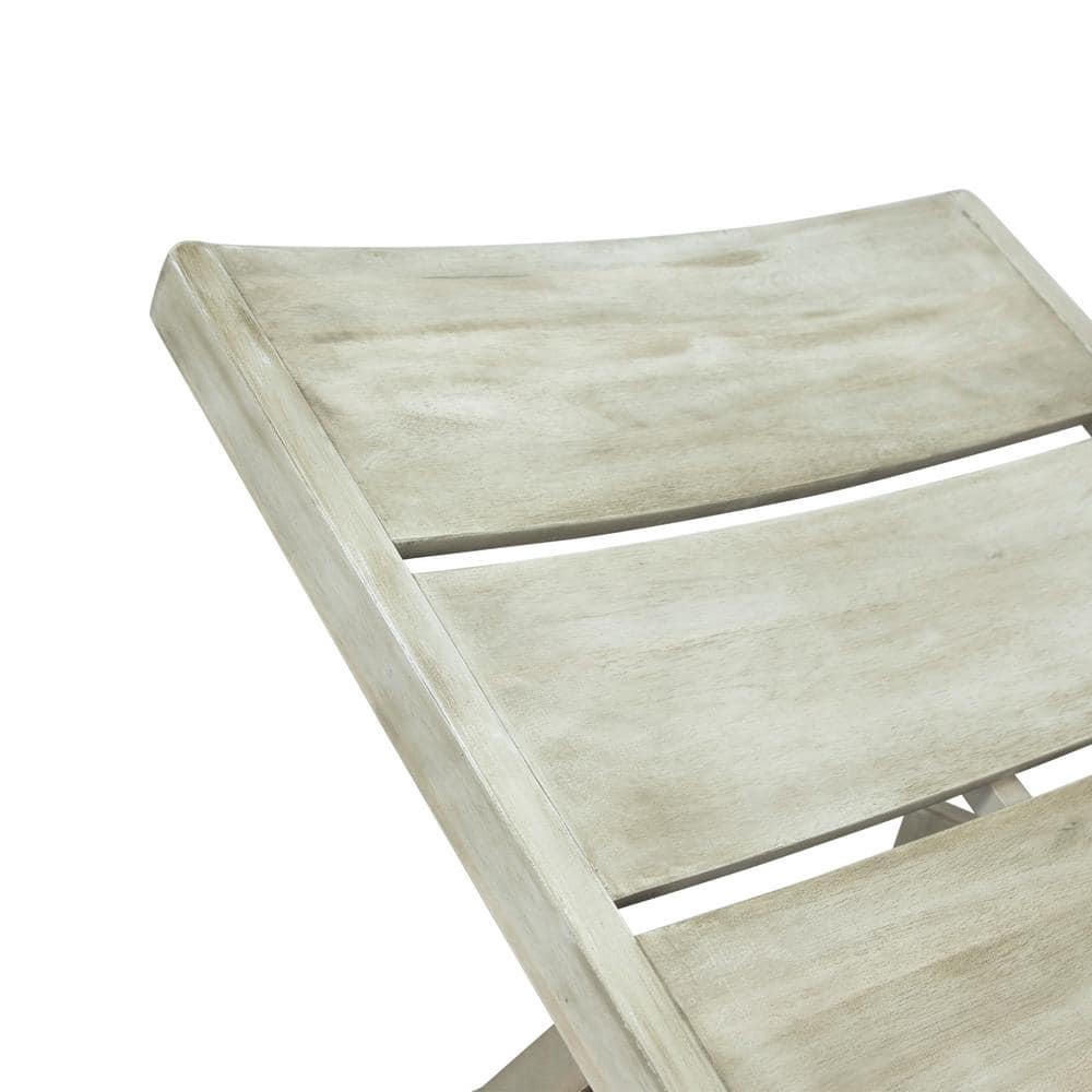Light Gray Wash Acacia Wood Outdoor Chaise Lounge Set