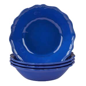 Blue Indigo Crackle 8.25 in. 28 fl. oz. Blue Melamine Serving Bowl (Set of 4)