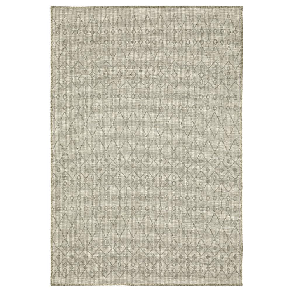 Thrasher Beige 3 ft. x 5 ft. Geometric Light Tribal Polypropylene Indoor/Ou