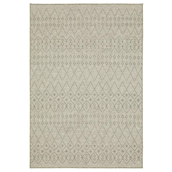 Thrasher Beige 3 ft. x 5 ft. Geometric Light Tribal Polypropylene Indoor/Outdoor Area Rug