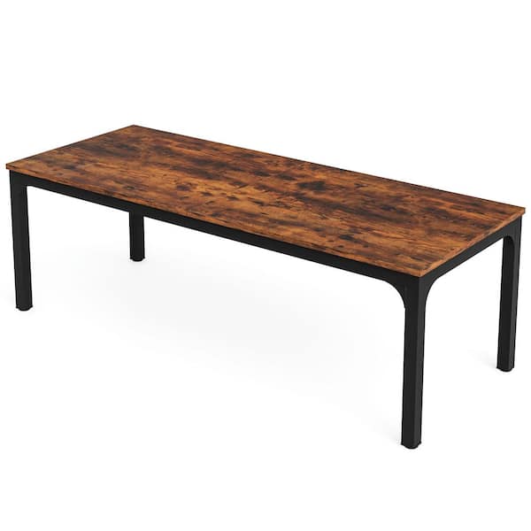 BYBLIGHT Roesler Rustic Brown Wood 4 Legs 70.9 in. W Long Dining Table Seats 6 for Kitchen Dining Room