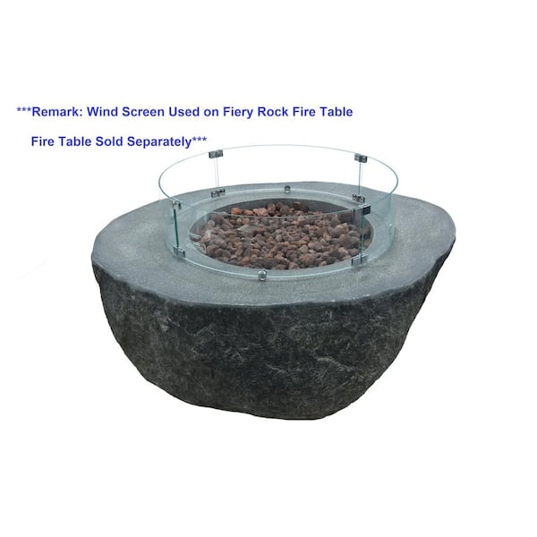 30 in. x 7 in. Round Tempered Glass Wind Screen for Lunar Bowl/Fiery Rock  Outdoor Fire Table with Stainless Steel Clips