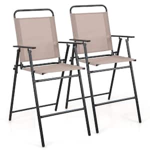Outdoor Folding Bar Chair Set of 2-Patio Dining Chairs w/Breathable Fabric
