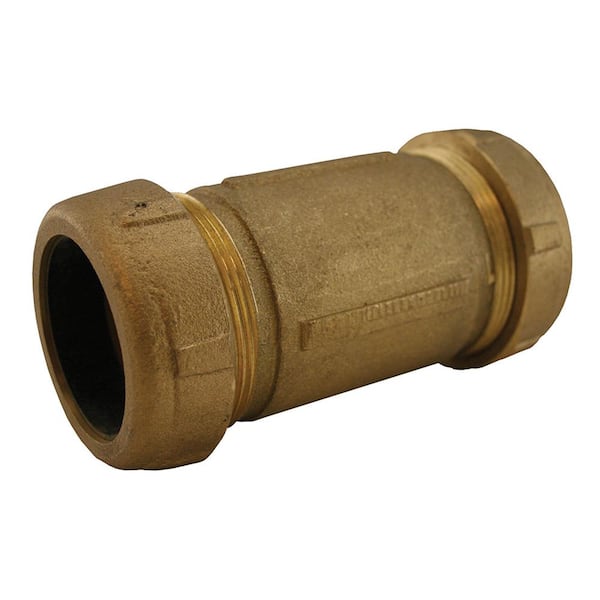 JONES STEPHENS 1-1/2 in. IPS Bronze Coated Brass Compression Coupling (5 in. Length) for Pipe Repair