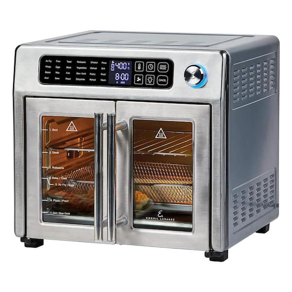 26 qt. Stainless Steel Extra Large Air Fryer, Convection Toaster Oven with French Doors, Silver