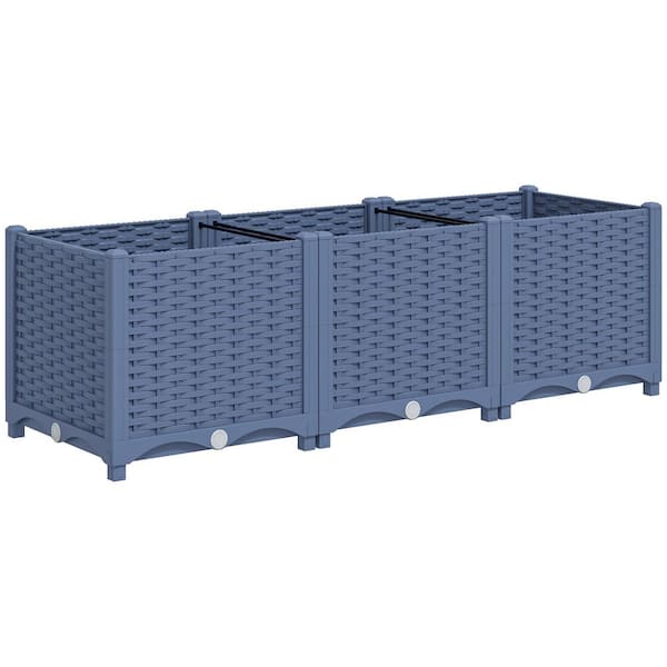 Outsunny 4 x 1 x 1 ft. Raised Garden Bed, Indoor Outdoor Plastic Planter Box with Drainage Holes for Vegetables