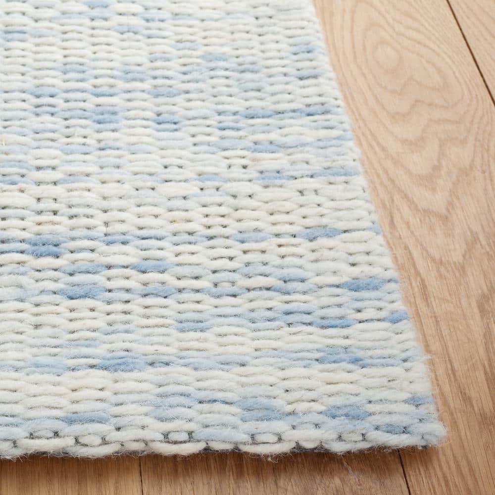 Marbella Blue and Ivory Flat Woven Wool Area Rug