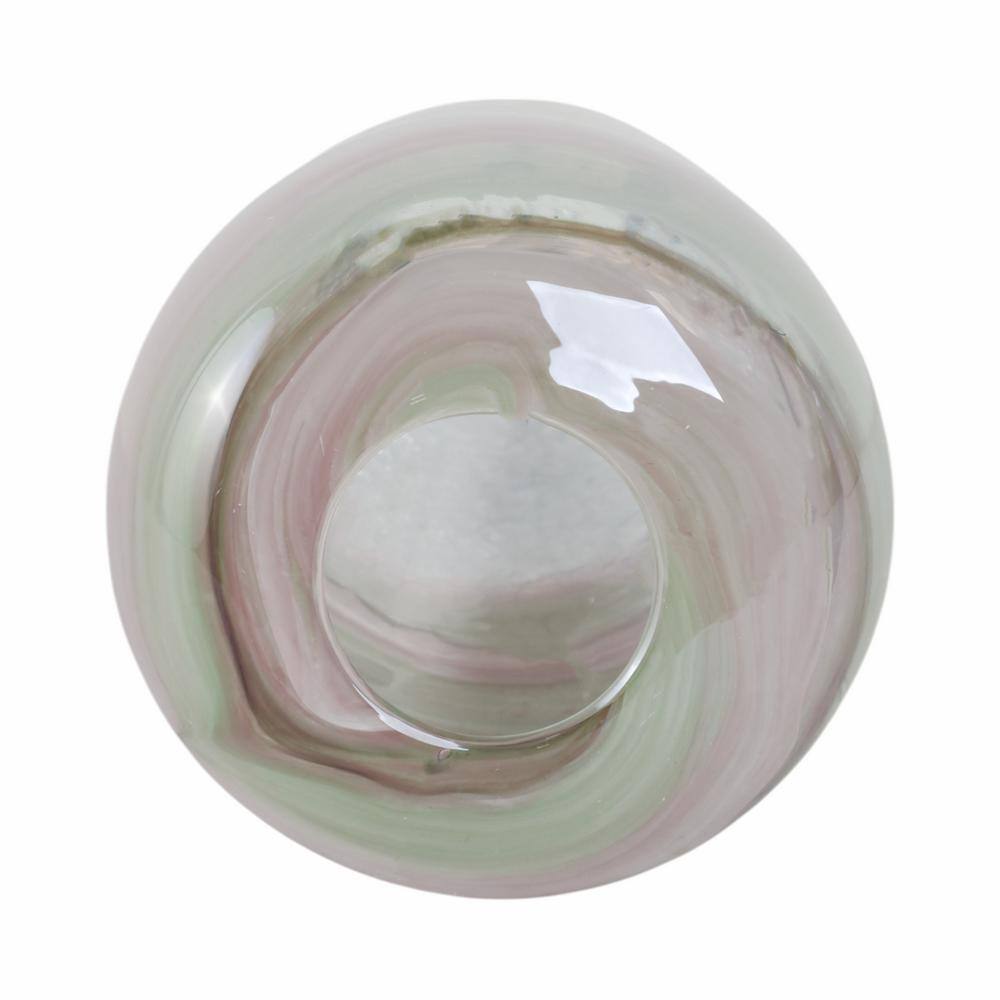 12" Crackled Clear and Green Glass Vase