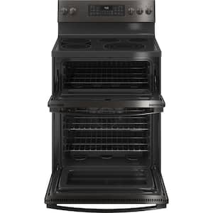 Profile 30 in. 5 Burner Smart Freestanding Double Oven Electric Range in Black Stainless with Convection and Air Fry