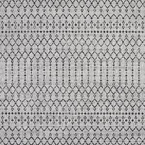 Ourika Moroccan Geometric Textured Weave Light Gray/Black 8 ft. x 8 ft. Indoor/Outdoor Area Rug