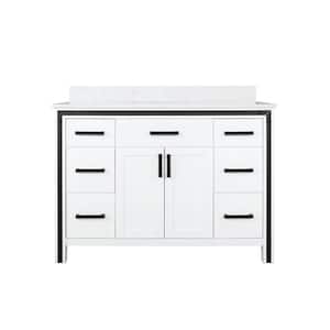 Ziva 48 in W x 22 in D White Bath Vanity and Cultured Marble Top