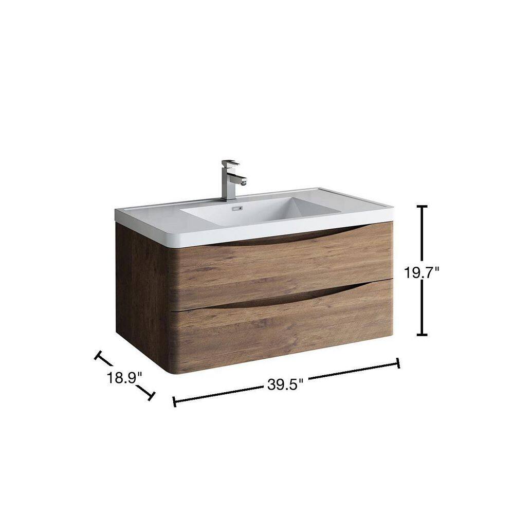 Tuscany 40" Rosewood Wall Mount Vanity with Acrylic Sink