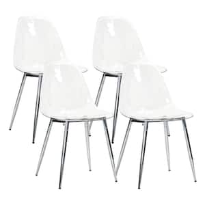 Desk Side Chair with Metal Legs, Set of 4, Transparent
