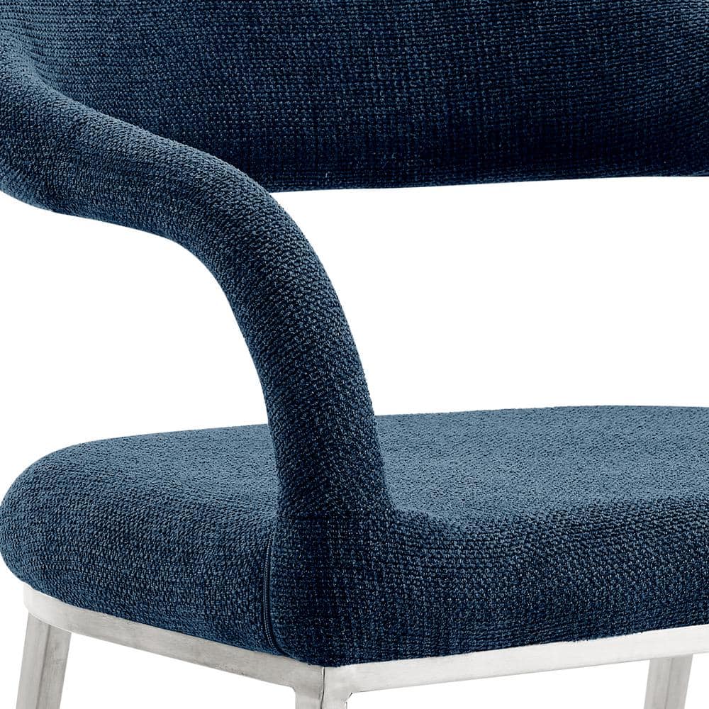Morgan Light Blue Faux Leather Upholstered Side Chair with Metal Legs