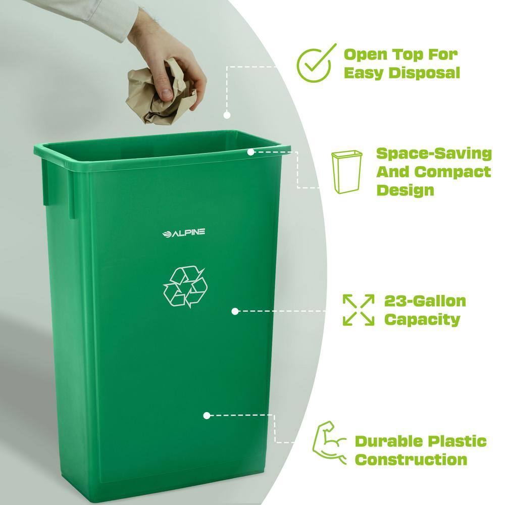 Alpine Industries 23 Gallon Plastic Recycling Bin