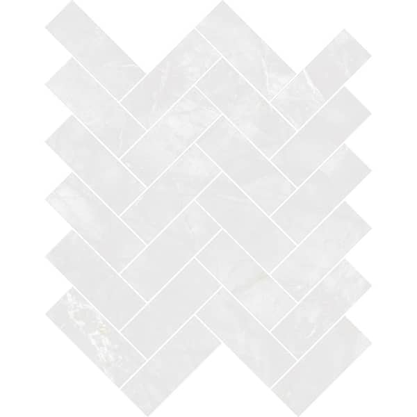 Michelangelo Light Grey 12 in. x 15 in. x 9 mm Matte Porcelain Herringbone Mosaic Tile (4.77 sq. ft. /Case)