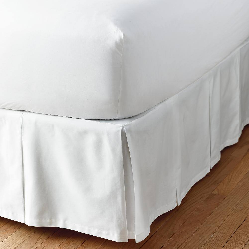 The Company Simple Tuck 18 In Box Pleat Solid White King Bed Skirt Gr43 K Home Depot Box Pleat Solid White King Bed Skirt, White Dust Ruffle For King Size Bed