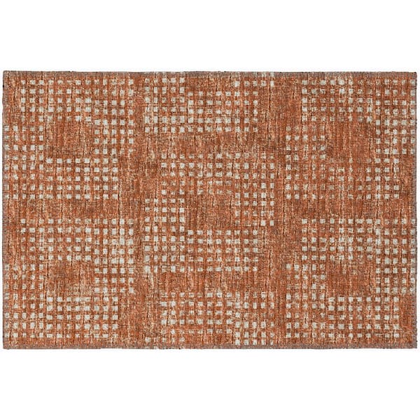 Addison Rugs Eleanor Red 1 ft. 8 in. x 2 ft. 6 in. Geometric Indoor/Outdoor Washable Area Rug