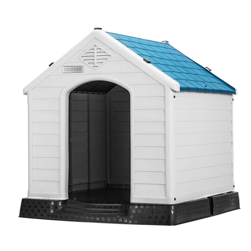 VIVOHOME Durable Waterproof Plastic Dog House with Air Vents and Elevated Floor X002EV7E35 The Home Depot