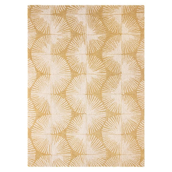 NICOLE MILLER NEW YORK Kendall Fluted Geo Handcrafted Wool Gold 5 ft. x 7 ft. Area Rug