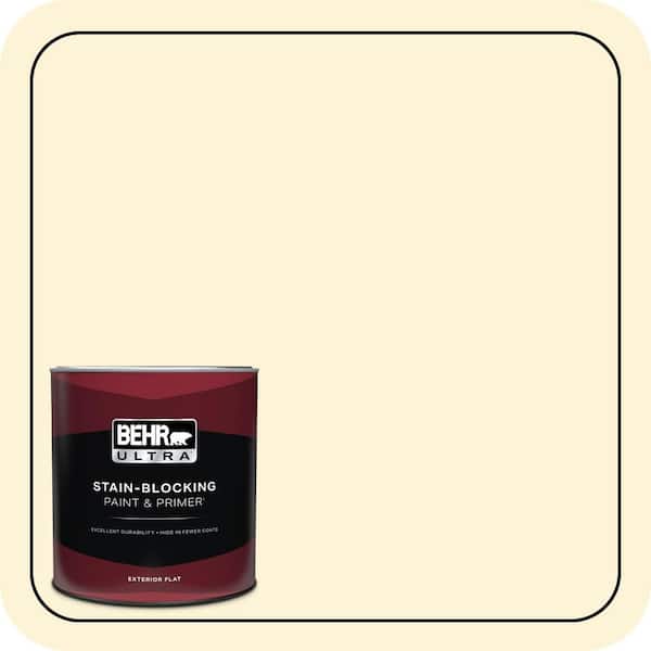 BEHR ULTRA 1 qt. #390C-1 Capri Cream Flat Exterior Paint & Primer