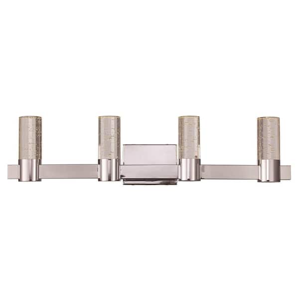 Bel Air Lighting Georgie 31.25 in. 4-Light Integrate LED Polished Chrome Bathroom Vanity Light Fixture with Bubble Glass