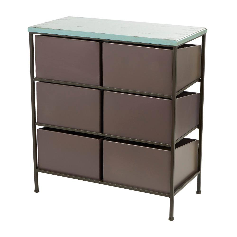 Multi-Colored Industrial Metal Drawer Insert with Weathered Finish