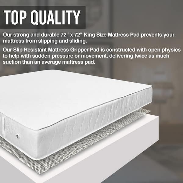 Nevlers King Size Mattress Slip Resistant Grip Mat Prevents Sliding and Shifting 72 in. x 72 in., Off White