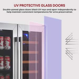24 in. Built-In Dual Zone Wine and Beverage Fridge with Lock, 56 Can and 18 Bottle Capacity
