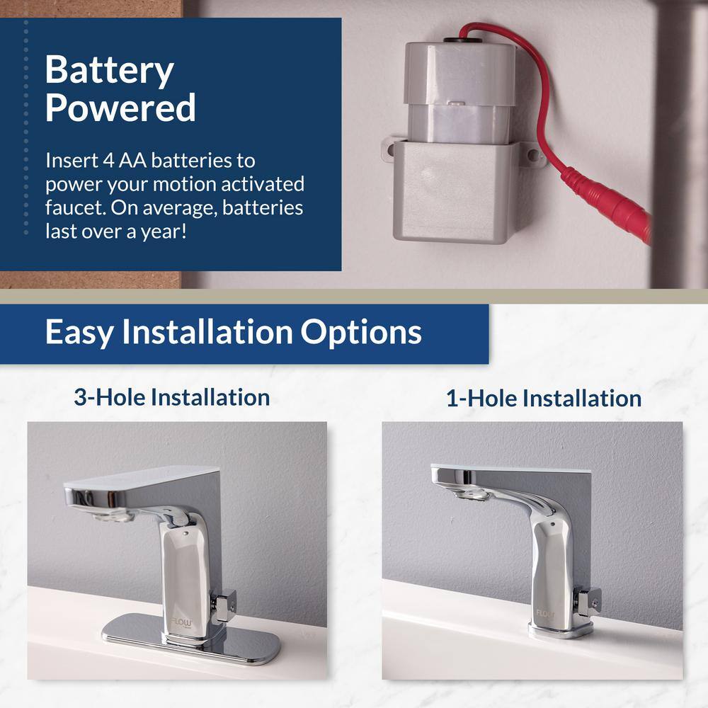 Chrome Touchless Bathroom Faucet with Drain Assembly