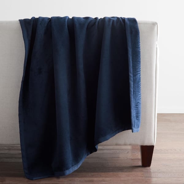 Company Cotton Cotton Acrylic Fleece Collection Navy Throw Blanket
