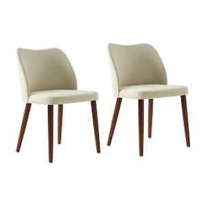 Eliseo Ivory Modern Upholstered Dining Chair with Solid Wood Legs Set of 2