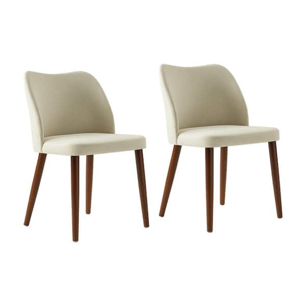 JAYDEN CREATION Eliseo Ivory Modern Upholstered Dining Chair with Solid Wood Legs Set of 2