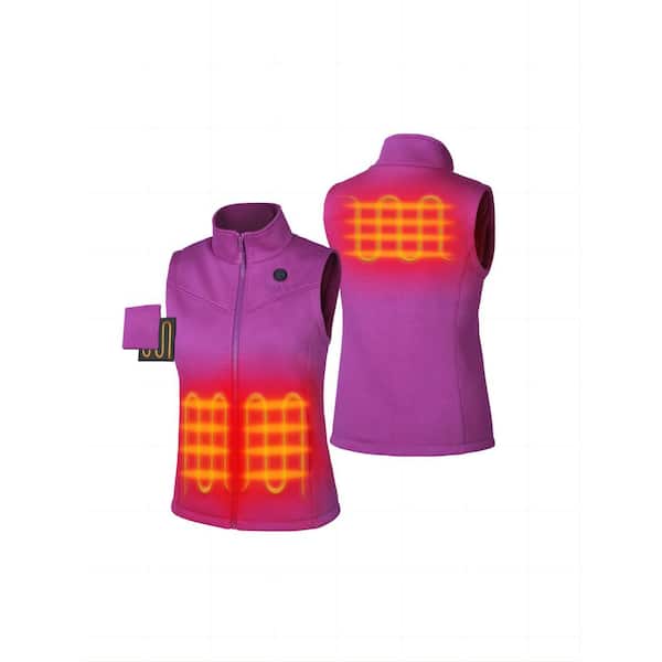 ORORO Women's Small Purple 7.38-Volt Lithium-Ion Heated Fleece Vest with (1) Upgraded Battery and Charger